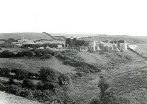 View of Manorbier Castle, near Tenby, South Wales