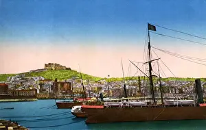 View of Military Port and Sant Elmo Castle, Naples, Italy