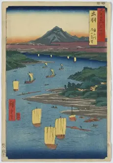 View of Mogami River and Gassan mountain, Dewa