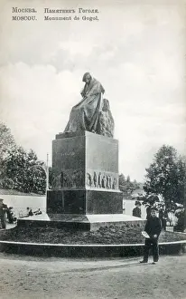 Boulevard Prints: View of the monument to the Russian writer Nikolai Vasilievich Gogol (1809-1852