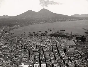 View of Mount Vesuvius from the bay of Naples, Italy