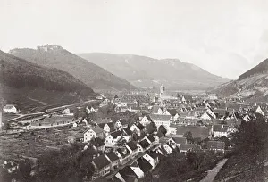 View of the mountain town of Bad Urach, Germany