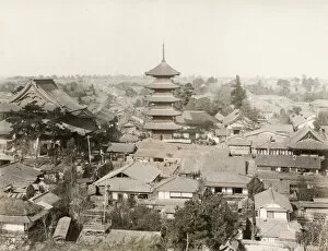 Pagoda Collection: View of Nagoya town, Japan