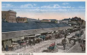 Louisiana Prints: View of the Old French Market, New Orleans, USA