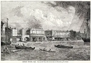View of the Old London Bridge. Date: 1756