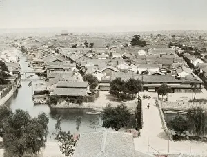 View of Osaka, Japan, with canal