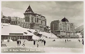 Moritz Prints: A view of the Palace and the Grand Hotel at St Moritz, 1920s