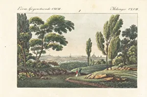 Montmartre Prints: View of Paris, France, seen from the suburb of St. Cloud, 1800s