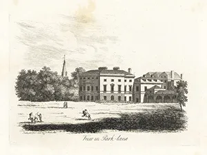 Antiquary Prints: View in Park Lane, London, 1808