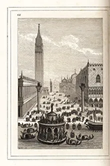 Racinet Prints: View of the Piazza San Marco, Venice, 16th century