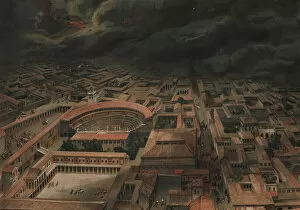 Pompeii Collection: View of Pompeii at the moment of the eruption of Vesuvius