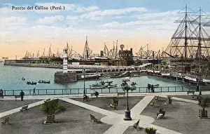 Lighthouse Prints: View of the port of Callao, Peru, South America