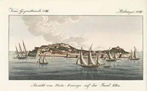 Carl Bertuch Prints: View of Portoferraio on the island of Elba, Italy, 1815