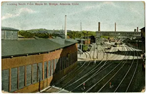 Connecticut Prints: View of railway tracks at Ansonia, Connecticut, USA