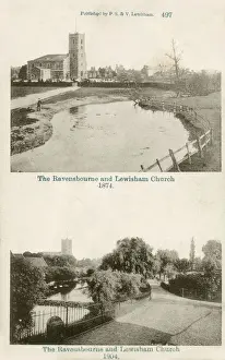 1874 Prints: View of Ravensbourne River and St. Marys Church, Ladywell