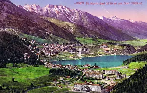 Areas Prints: A view of the resort of St Moritz