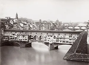 Ponte Prints: View river Arno of the Ponte Vecchio, Florence, Italy
