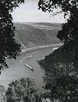 Rhein Prints: View of River Rhine from Lorelei Rock, Germany