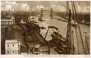 Warehouses Prints: A View of The River Thames with Tower Bridge, London