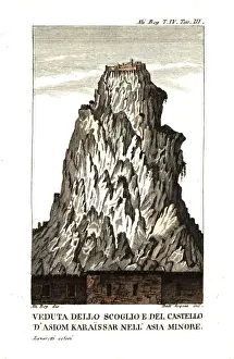 Interessanti Prints: View of the rock and castle of Asiom Karaissar