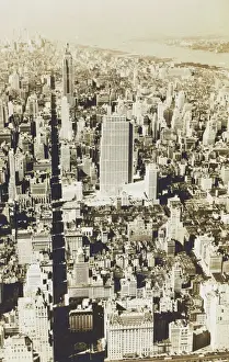 Skyscrapers Prints: View of the Rockefeller Center and Downtown New York City