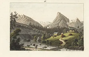 Gabriel Lory Prints: View of the Rosenlaui Glacier, Bernese Alps, Switzerland