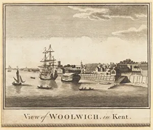 Shipbuilding Prints: View of the Royal Naval dockyard at Woolwich, London, 1784