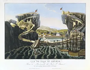 Surroundings Prints: View of the Saint Helena Island. Prison in