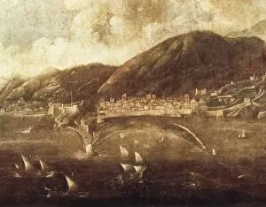 Histoa63 O Collection: View of Savona from the sea in 15th c. Detail. Italian