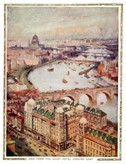 View from The Savoy Hotel, London, looking east