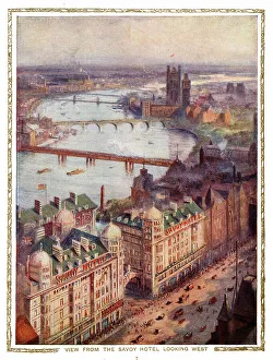 View from The Savoy Hotel, London, looking west