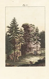 View of the Schnarcherklippen, Harz mountains, Germany