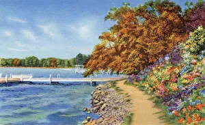 Geneva Prints: View along the South Shore Path, Lake Geneva, Wisconsin, USA Date: 1936
