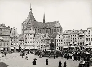 A view of the square in Rostock, Germany
