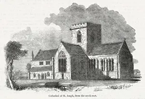 Crenellation Prints: View of St Asaph Cathedral, Denbighshire, North Wales