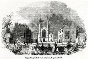 Katherine Gallery: View of St Katharines Hospital, Regents Park, London