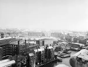 The view of St Katherines Dock in the 1950s
