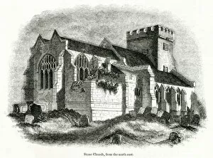 Crenellated Collection: View of St Marys Church, Stone, near Dartford, Kent