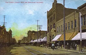 Bernardino Prints: View of Third Street, San Bernardino, California, USA