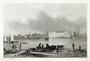 Blackwall Prints: View across the Thames to Blackwall