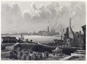 Blackwall Prints: View across the Thames from Bugsbys Reach to Blackwall Date
