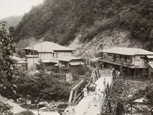 Protective Covering Prints: View of Tonosawa Japan with footbridge