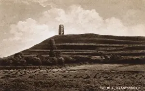 Glastonbury Prints: View of Tor Hill, Glastonbury, Somerset