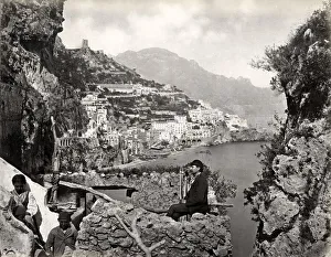 Amalfi Prints: View of the town of Amalfi, Italy