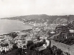 Cannes Prints: View of the town and beach at Cannes, France
