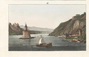 Laurenz Janscha Prints: View of the town of Kaub, Rhineland-Palatinate, Germany
