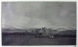 View of the town of Phari, Yadong County, on the Tibet border (the building is a Dzong, or fortified monastery), from a fascinating album which reveals new details on a little-known campaign in which a British military force brushed aside Tibetan