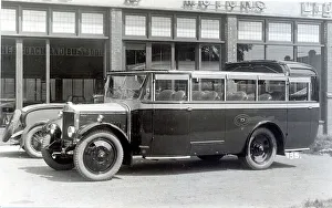 View of unidentified open-top bus