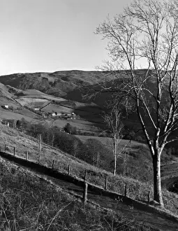 Runs Prints: View of the valley and tiny village of Cwmystwyth, Cardiganshire, Wales