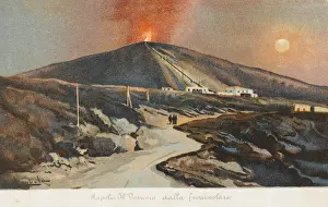 Slopes Prints: View of Vesuvius Volcano - showing the Funicular Railway